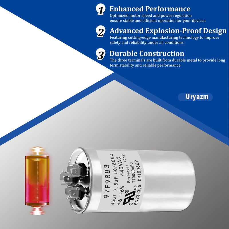 97F9883 CPT00669 Trane Replacement Capacitor 45+7.5 x 440 Round