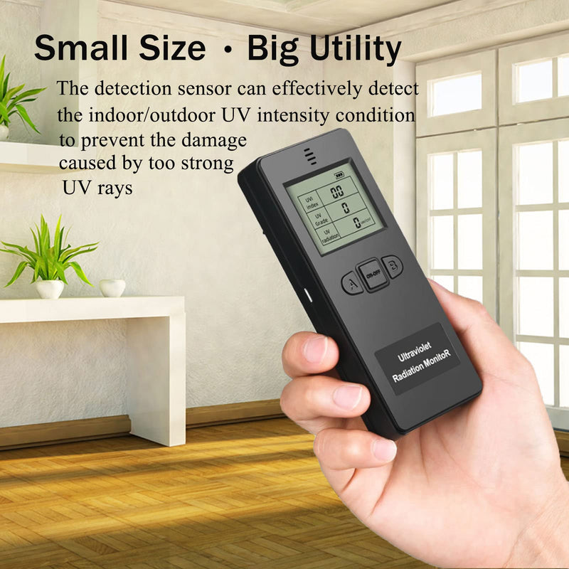 [Australia - AusPower] - Radiation Detector, Radiation Meter UV Radiation Tester LCD Portable Digital UV UVI Tester with Temperature Display 