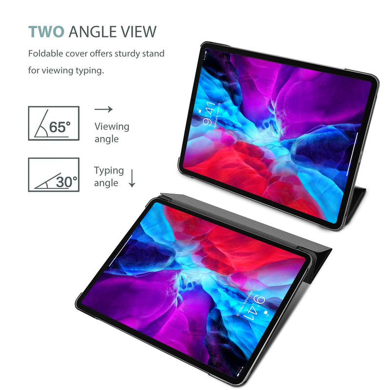 [Australia - AusPower] - Smart Case for iPad Pro 12.9 2022/2021/2020/2018, Slim Stand Hard Back Shell Smart Cover for iPad Pro 12.9 6th Generation 2022 / 5th Gen 2021 / 4th Gen 2020 / 3rd Gen 2018 -Black Black 