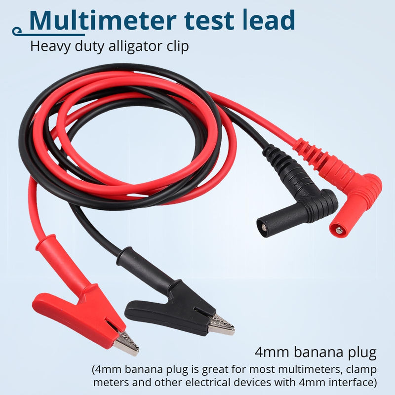 [Australia - AusPower] - 1 Pair Banana Plug to Alligator Clip Test Lead Cable,100cm/3.28ft,15A Rated Current,1000V Max Voltage,Electronic Test Lead for Multimeter Electrical Testing 