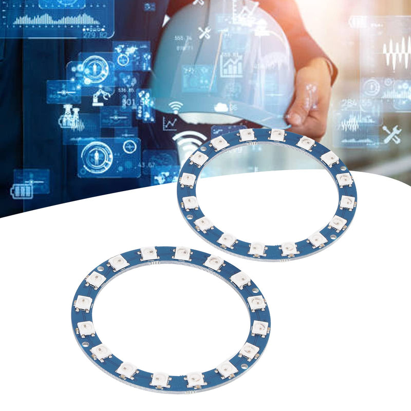 [Australia - AusPower] - Garosa 16 Bit RGB LED Ring, 2 Pieces RGB LED Ring Light 16 X 5050 RGB Full Color Highlight Digital Connector WS2812B 5050, Snap Ring Pliers 