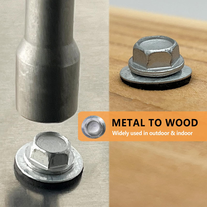 [Australia - AusPower] - #10 x 1" Hex Head Sheet Metal Roof Screws, Rustpert Coating Metal to Wood siding Screws, 60 Pieces 60 Pcs Silver 