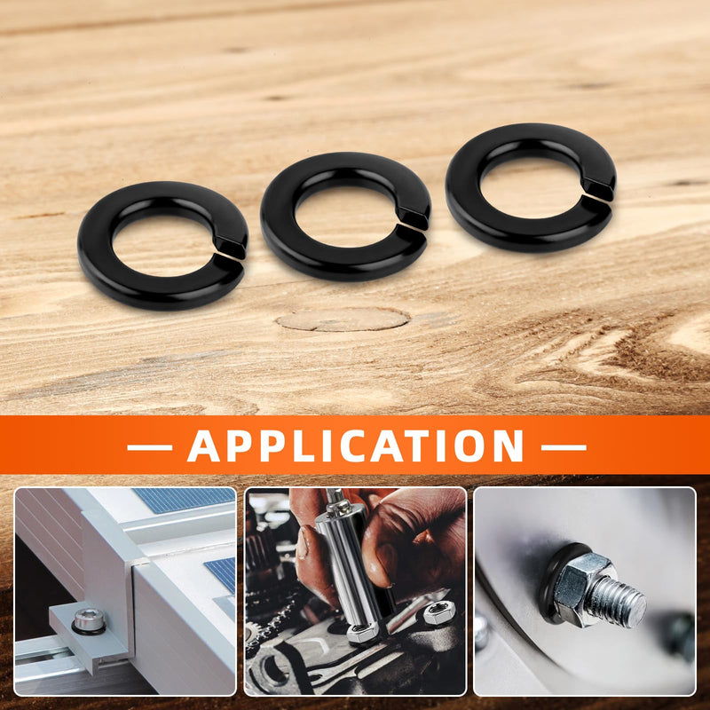 [Australia - AusPower] - 1/4" Lock Washer Spring Lock Washer, Stainless Steel 18-8 (304), Black Finish, 100 PCS 1/4" 