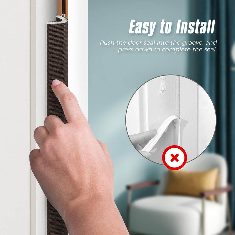 [Australia - AusPower] - Weather Stripping Door Seal Strip 26FT Door Soundproofing V-Shape Sound Proof Door Sealers for Door Frame, Door Insulation Strip for Large Gap?Brown Brown 