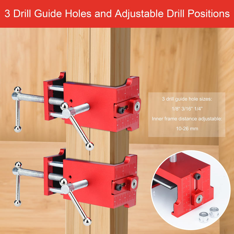 [Australia - AusPower] - 2Pack Comfylichi Cabinet Clamps for Installing Cabinets, Face Frame Clamps & Claw for Cabinet, Essential Cabinet Tools with 3 Sizes Hole Drilling Guide for Precise Alignment & Installation 