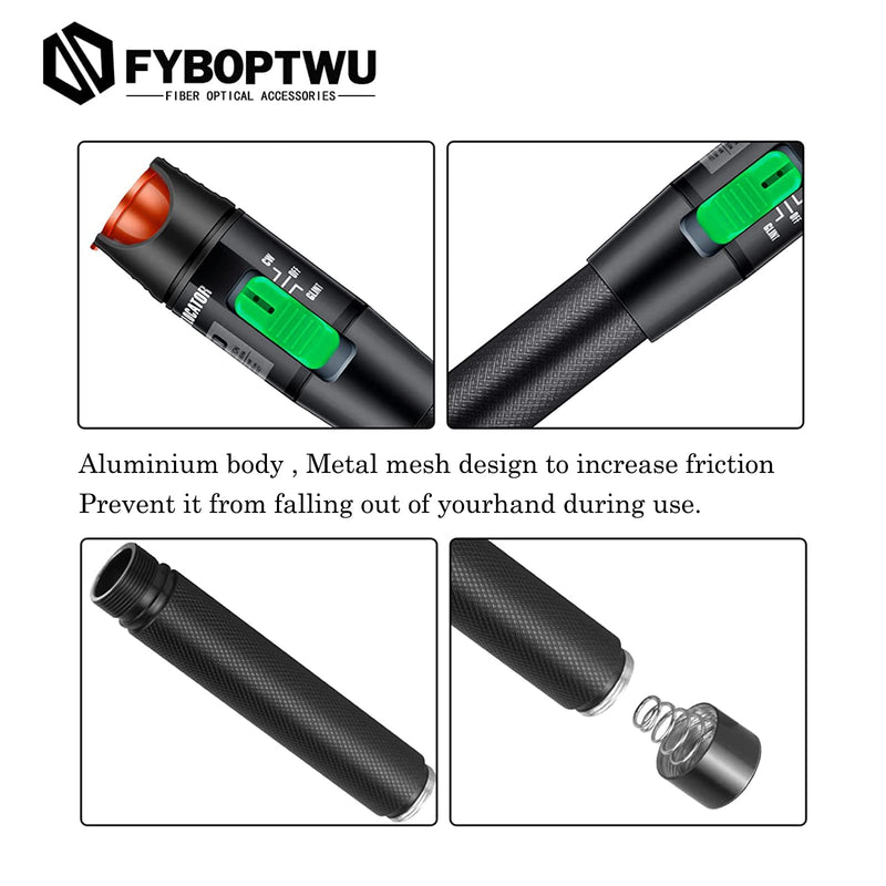 [Australia - AusPower] - 3pcs Professional Visual Fault Locator Fiber Optic Tester - Includes 3pcs 9/125μm Singlemode FC/LC Adapters | for Fiber Optic Cable Maintenance, Network Installation & Repair (Mode Number: VFL-30) Gree Switch 3 