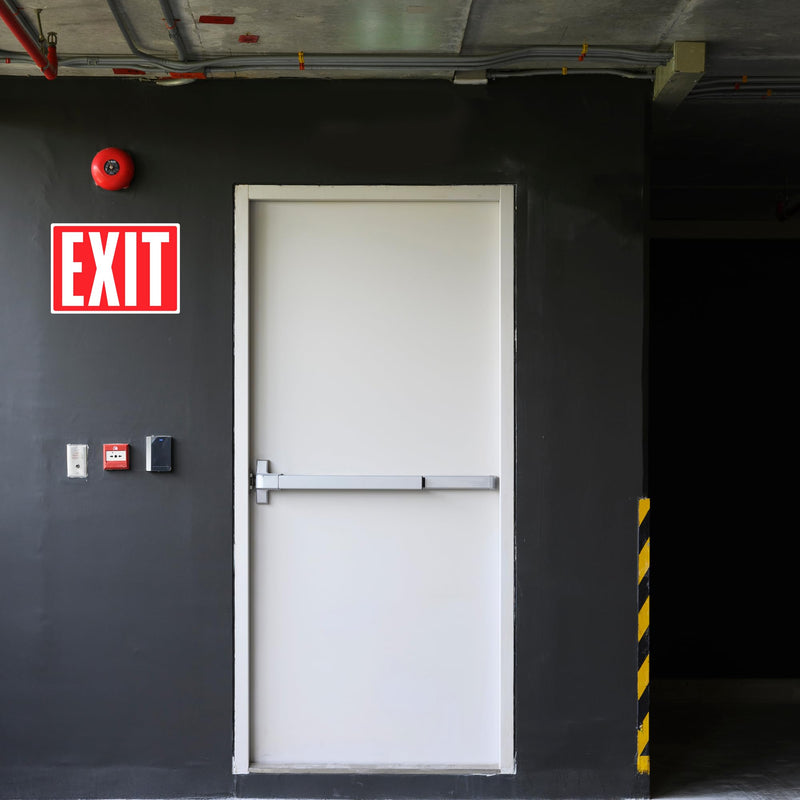 [Australia - AusPower] - ASSURED SIGNS 4 pcs Emergency Exit Sign Stickers - Glow in The Dark - 10" by 7" - Ideal Safety Signs for Business or Office - Photoluminescent, Reflective, UV Protected - Apply to Door, Wall, Window 