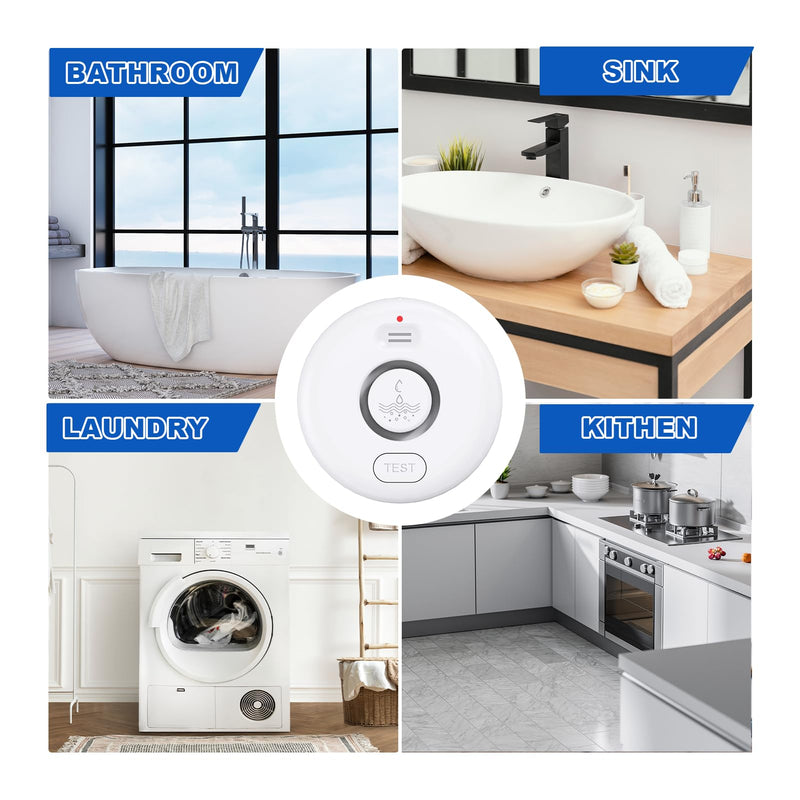 [Australia - AusPower] - WiFi Water Leak Detectors for Home 3 Pack, Wireless Smart Water Leak Sensor, 120dB Adjustable Water Sensor Alarm Leak Detector, APP Alerts, 3 Water Sensors & 1 Hub for Kitchen, Bathroom, Sink, Laundry WD71 water alarm *3+Hub 