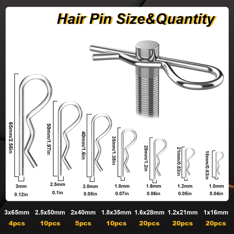 [Australia - AusPower] - 200pcs 13-Values Cotter Pin Assortment Kit 304 Stainless Steel Cotter Pins Hitch Pin Clip Tractor Cotter Pin Used for Hitch Pin Lock System, Trucks, Engine Repair in Towing Hitch Clips & Pins 