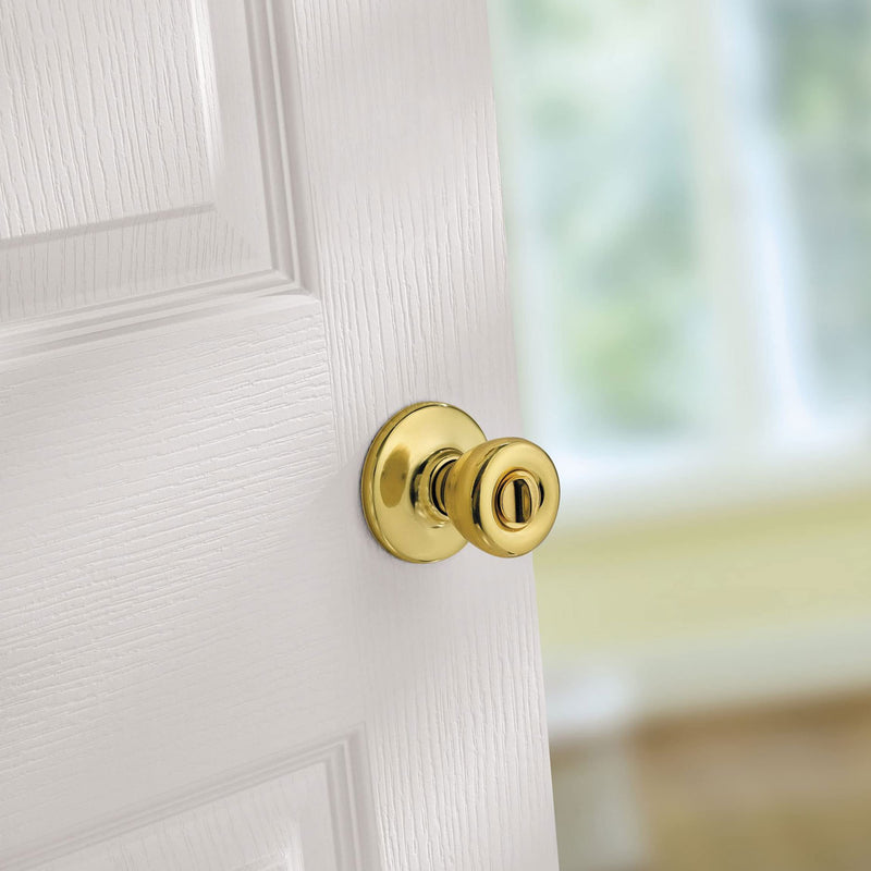 Kwikset 93001-870 Tylo Bed & Bath Knob in Polished Brass, Privacy (Pack of 2) 1 Count (Pack of 2)