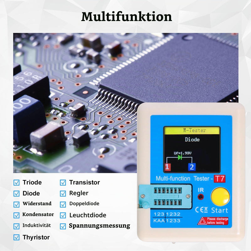 LCR-T7 Transistor Tester AYWHP Multifunctional TFT Transistor Tester with Full Color Graphic Display Rechargeable Multifunction ESR LCR Transistor Meter for Diodes Triodes Capacitor Resistance