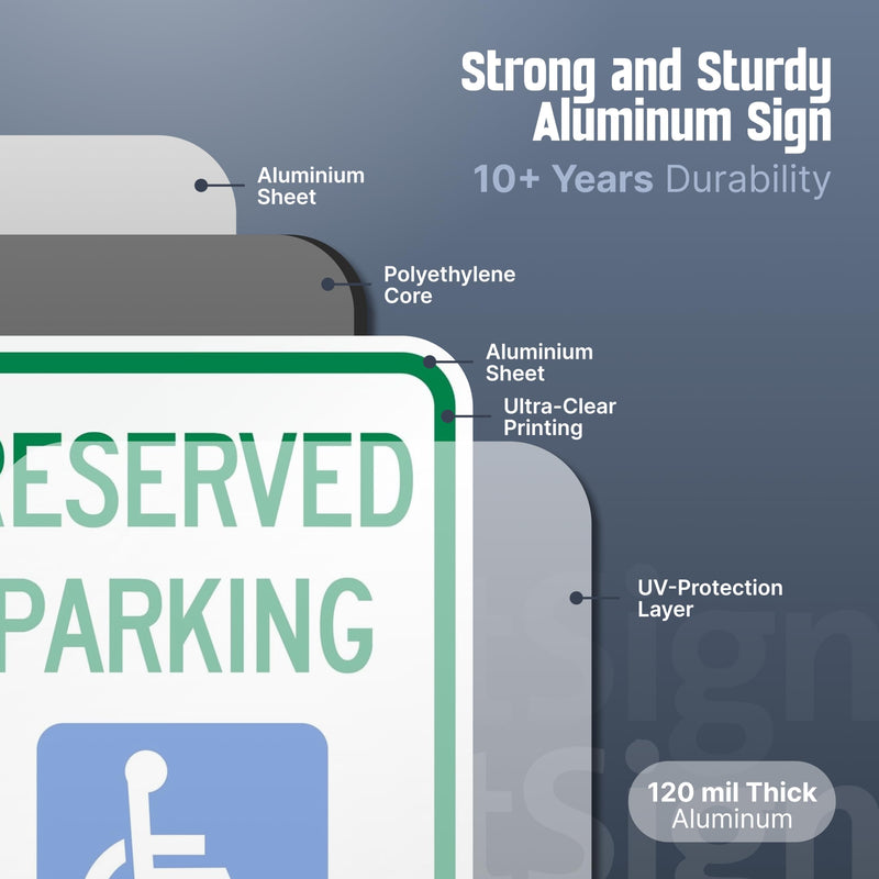 SmartSign Basics Reserved Parking Federal Handicap Parking Sign | 12" x 18" Engineer Grade Reflective 120 mil ACM, Made in USA 12" x 18" EG Reflective ACM