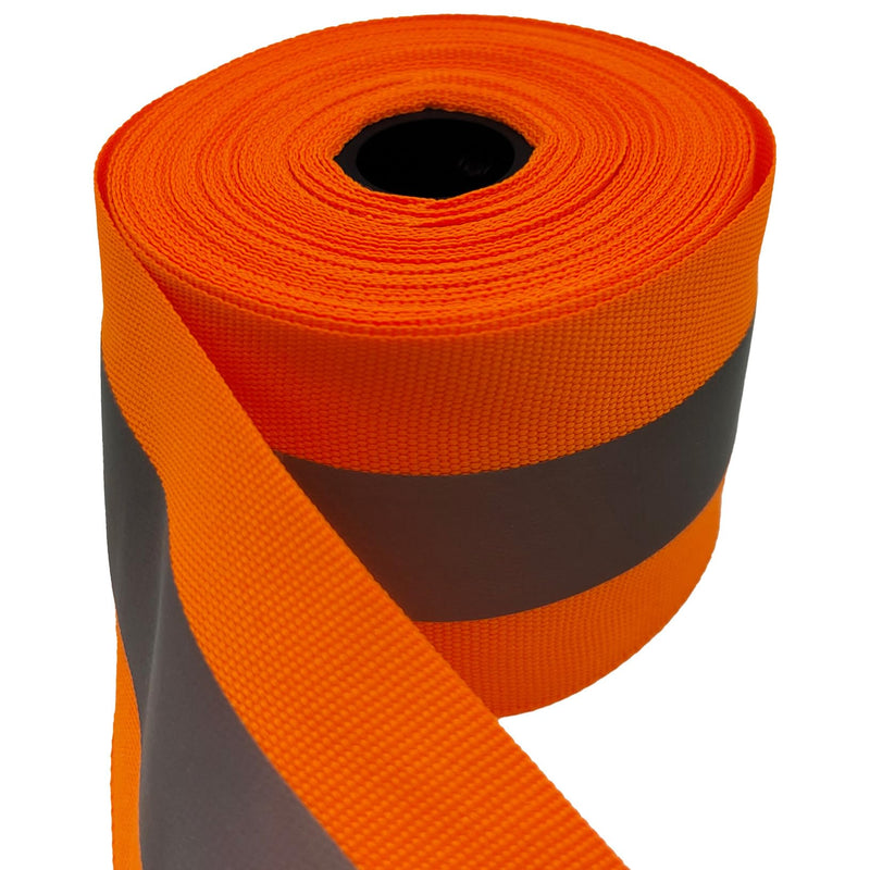 2" x 66ft Reflective Ribbon, 2 cm Reflective Width High Visibility Reflective Strip, Silver Florescent Safety Webbing for Walking Cycling Clothes Backpacks Pet Collars (Orange) Orange 2pcs 2" x 66 FT