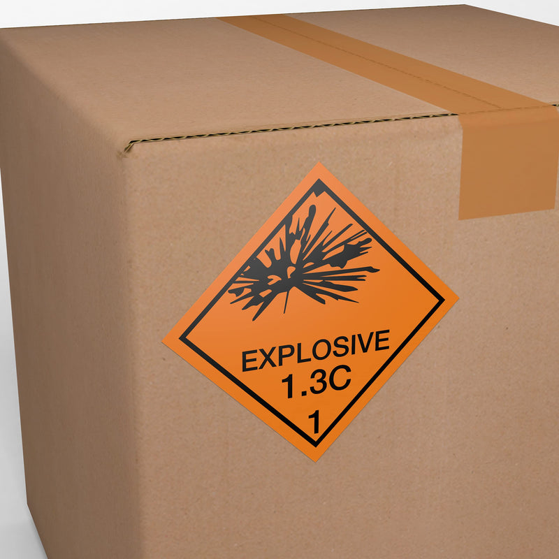 D.O.T. Labels - Hazard Class 1 DOT Explosives 1.4C Hazmat Labels 4" X 4" Square Sticklers - 500 Adhesive Labels Per Roll, Made in the USA by Kenco (1 Pack) 1 PACK