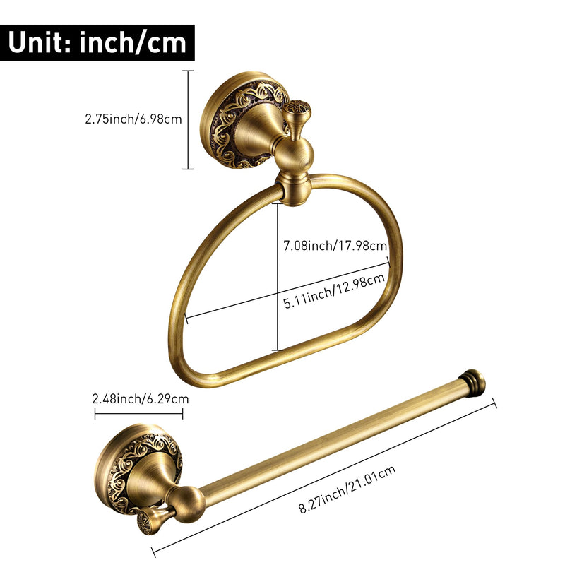 Antique Toilet Paper Holder Hand Towel Holder 2 Pieces Set Bathroom Hardware Towel Ring Tissue Roll Holder Toilet Tissue Holder Antique Bathroom Accessories Set Wall Mount Stainless Steel Antique B