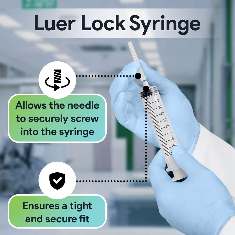 [Australia - AusPower] - 100 ml Syringe without Needle - 5 Pack of Individually Wrapped Disposable Syringes - Good for Medical, Scientific Lab, Home Use, and More - Sterile Luer Lock Syringes 100 ML 5 Pack 