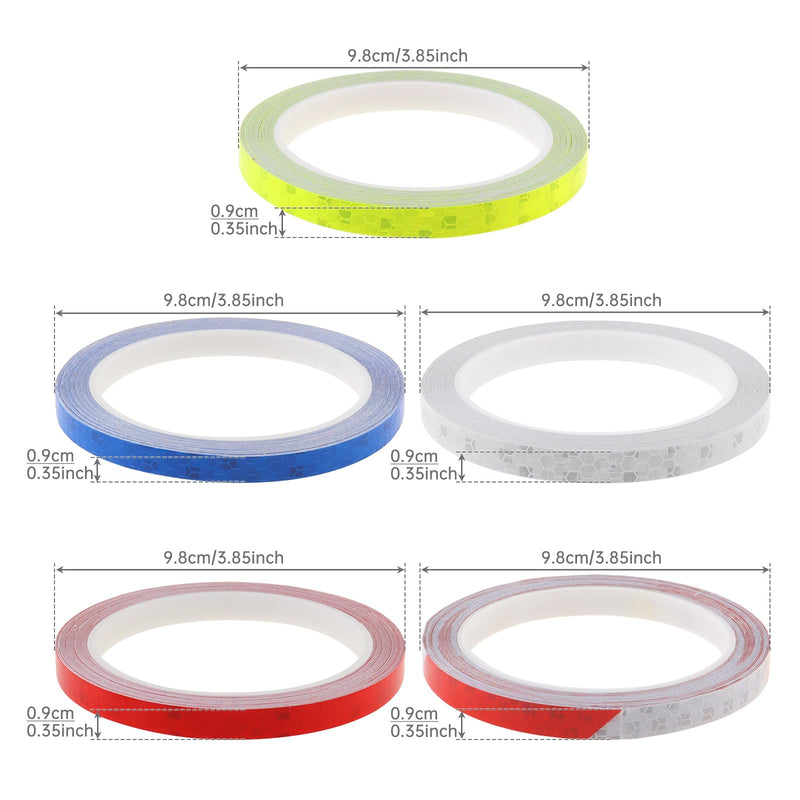 Self-Adhesive Reflective Tape - 5 Rolls Waterproof High Visibility Safety Strips for Cars, Bikes, Motorcycle, Mailbox, Helmet, Gear | 10mm x 8m, 5 Colors