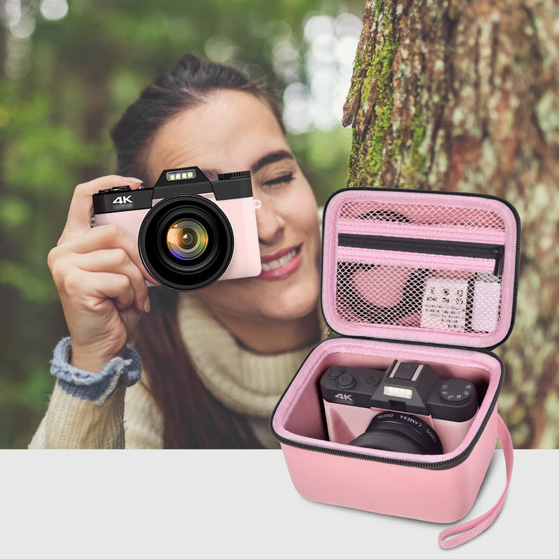 [Australia - AusPower] - Vlogging Camera Case Compatible with brewene/for Femivo/for KVUTCIEIN/for Duluvulu 4K 48MP Digital Cameras for Youtube. Vlog Camera Carrying Storage for Lens, Cable and Other Accessories (Pink) Pink 