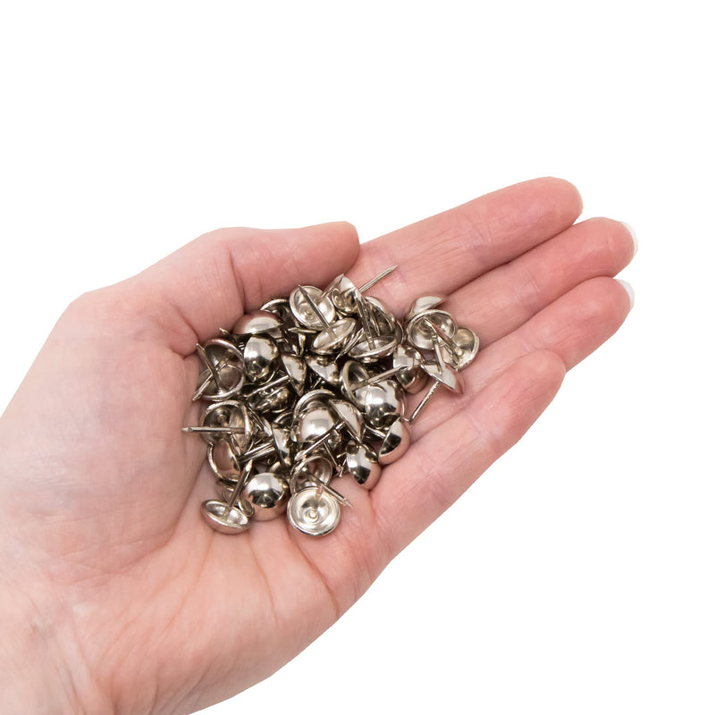 [Australia - AusPower] - House2Home Upholstery Tacks for Furniture, 7/16" Upholstery Nail Heads for Furniture Trim, Decorative Nails for Wood and Upholstered Furniture, 100 Decorative Silver Nail Heads, Nailhead Trim Kit 100 Pack Nickel 