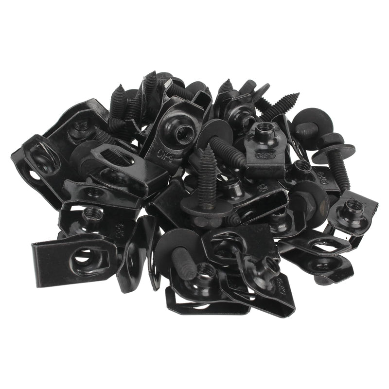 [Australia - AusPower] - 50PCS 1/4 Body Bolts & U-Nut Clips, Fender Bolts, Engine Under Cover Splash Shield Guard Body Bolts (25 Bolts + 25 Clips) 