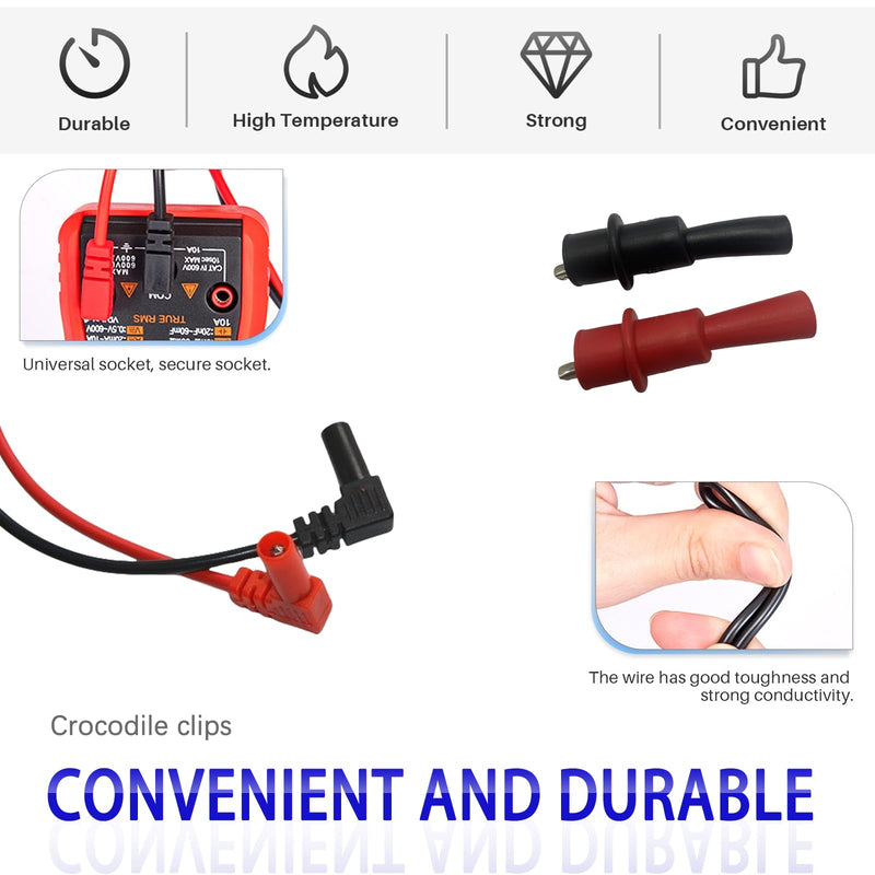 [Australia - AusPower] - Multimeter Probes 1000V10A Digital Multimeter Test Leads and 2PCS Crocodile Clips 