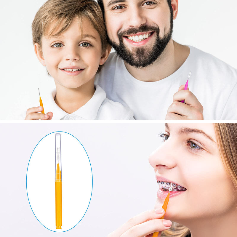 [Australia - AusPower] - Patelai 50 Pieces Braces Brush for Cleaner Interdental Brush Toothpick Dental Tooth Flossing Head Oral Dental Hygiene Flosser Toothpick Cleaners Tooth Cleaning Tool (Green, Blue, Pink, Orange) Green, Blue, Pink, Orange 