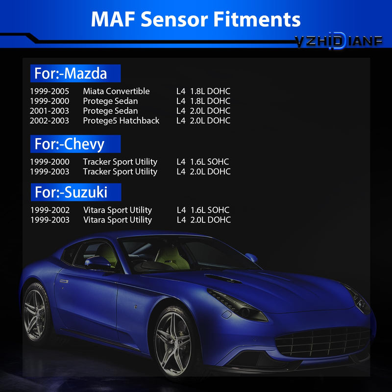 [Australia - AusPower] - Mass Air Flow Sensor FP3913215 for:-Chevy Tracker 1999 2000 2001 2002 2003 1.6L 2.0L for:-Mazda Protege 1999-2003 Protege5 2002-2003 for:-Suzuki Vitara L4 OE# FP39-13-215, 2133577, 19137090 MAF Sensor 
