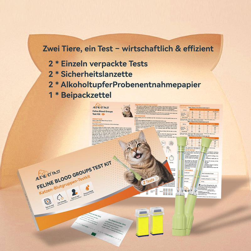 ALEVEPET FAST Cat Blood Group Test Kit Blood Type Cat A/B/AB for Breeding Blood Transfusion 2 Tests