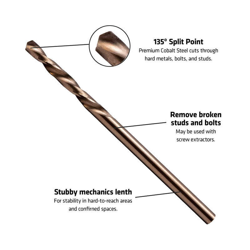 Century Drill & Tool 74107 Cobalt Left Hand Drill Bit, 7/64" (Pack of 5) 7/64-inch (Pack of 5)