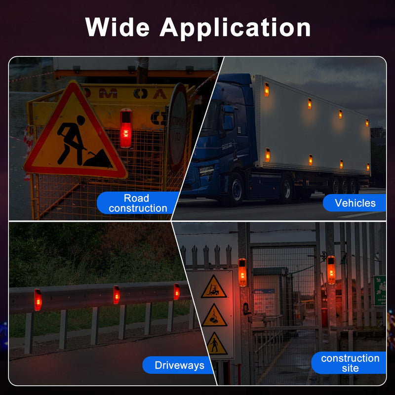 [Australia - AusPower] - Aolyty Solar Warning Lights, Bright Solar Strobe Lamp Strong Magnetic Base, Waterproof LED Beacon Safety Light Outdoor 4 Pack for Vehicle, Construction Site, Barricade, Driveway, Dock (Red) Red 