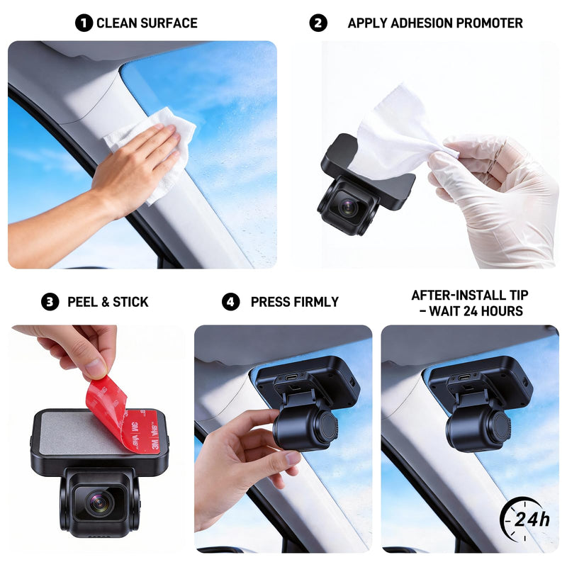 6 Pack Double Sided Adhesive Pads Dash Cam Mount Replacement 1.42" × 2.83" Rectangle, Made with 3M GPH-160 Adhesive Heavy Duty Heat Resistant Pads for Windshield Dashboard, Promoter Wipes Included 1.42" x 2.83" Rectangle