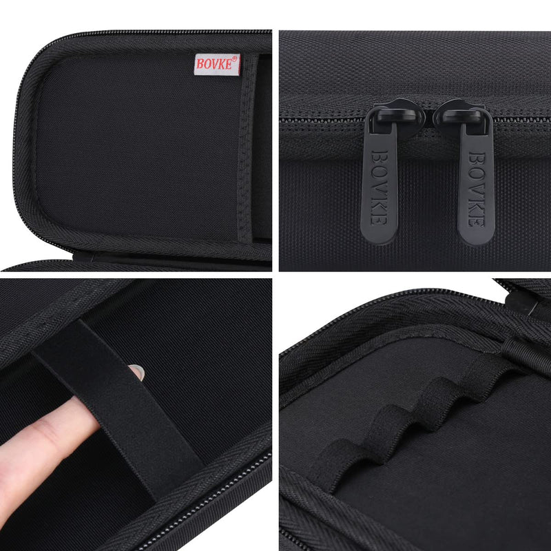 BOVKE Stethoscope Case Compatible with 3M Littmann Classic III, Lightweight II S.E, Cardiology IV Diagnostic, MDF Acoustica Deluxe Stethoscope, Additional Space for Taylor Hammer Black + Black F_Black+Black