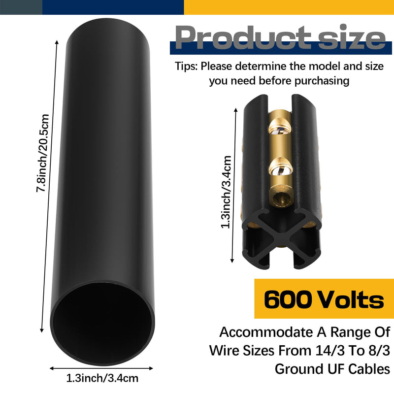 [Australia - AusPower] - 2 Sets Underground Wire Splice Kit Suit for 14/3 to 8/3 Range Direct Burial Uf Wire Handle up to 600 Volts Maximum Includes Connectors and Shrink Tube Electrical Cable 2 