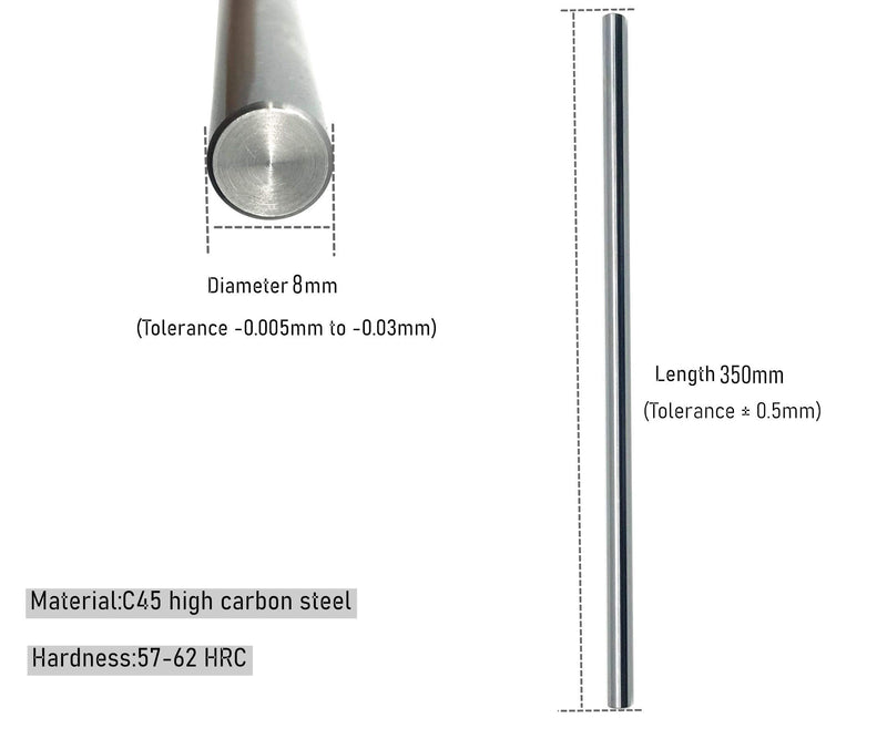 [Australia - AusPower] - Linear Motion Rods 2PCS 8mmx 350mm (0.315 x 13.78 inches) Case Hardened Chrome Plated Linear Motion Rod Shaft Guide for 3D Printer, DIY, CNC - Metric h8 Tolerance 350mm length Diameter 8mm 