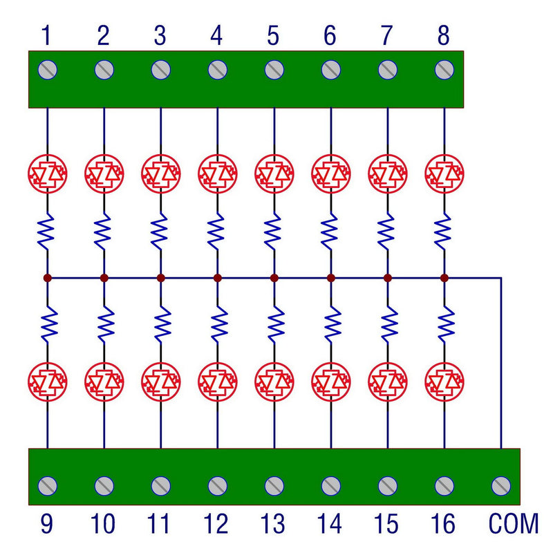 [Australia - AusPower] - DIN Rail Mount 16 LEDs Indicator Light Module, Support 5~50VDC Common Positive/Negative (Yellow) Yellow 