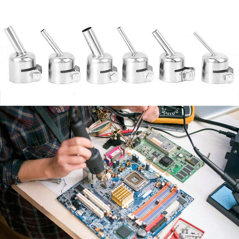 [Australia - AusPower] - 6 Pieces Hot Air Gun Nozzle Kits, Aluminium Short Slanted Hot Air Blower Nozzle 861DW Hot Air Gun Attachment Soldering Desoldering Station Accessories Hot Air Soldering Station for Hot Air Gun 