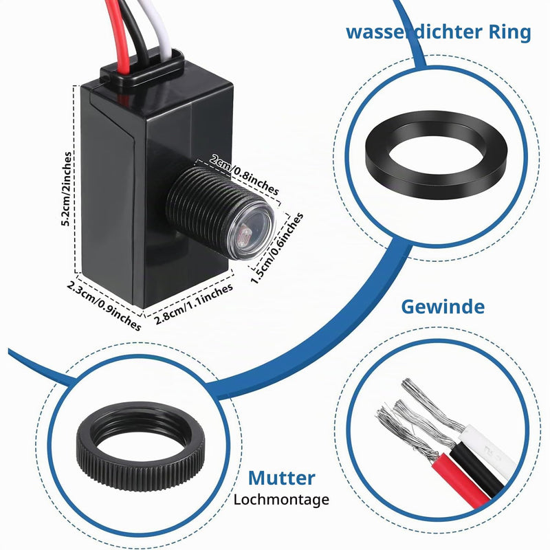 Greluma 2Pcs Dusk to Dawn Sensor Outdoor Lighting 120-277V Photoelectric Switch Photocell Light Sensor for Most Outdoor Lighting Fixtures