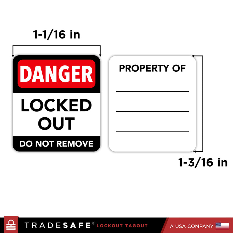 TRADESAFE Lockout Tagout Locks Label, Lock Out Tag Out Padlock Labels in English, Spanish, French, Danger Locked Out, Do Not Remove Loto Locks Stickers English, Spanish, French | 60-Pack