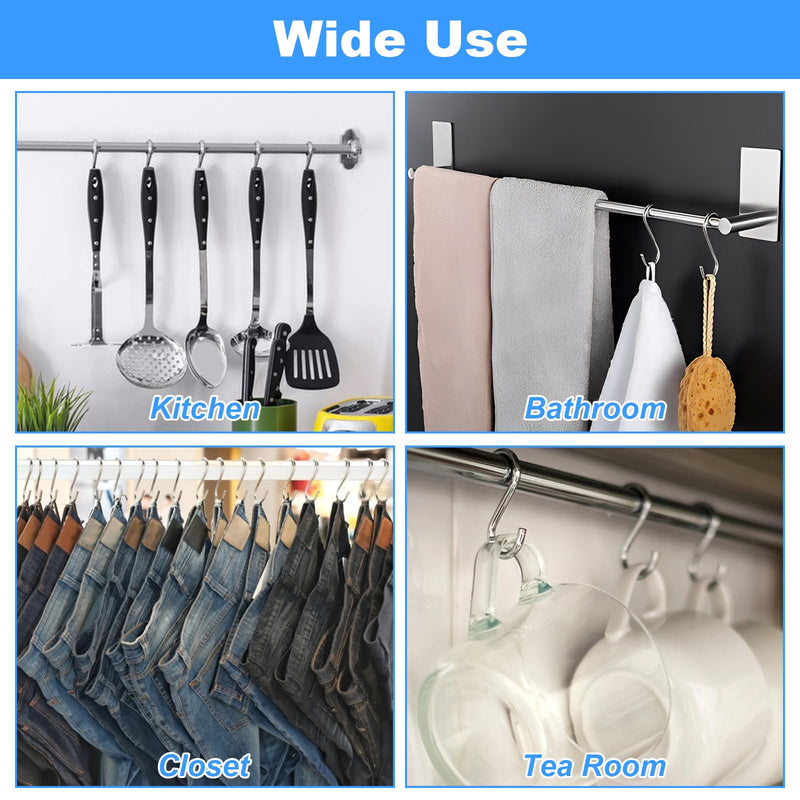 [Australia - AusPower] - CYEAH 50 Pcs Heavy Duty S Hooks for Hanging, 304 Stainless Steel S Shaped Hooks, 2 in Long Metal Hangers Hanging Hooks for Kitchen, Work Shop, Bathroom, Garden, Max 176 Lbs 