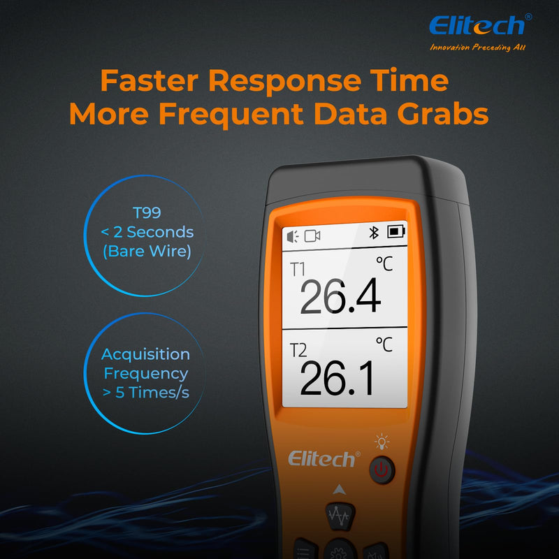 [Australia - AusPower] - ICT-220 Double Thermocouple Thermometer, High Precision K-Type Temperature Sensor with App, Fast Response Time, Suitable for Refrigeration, Vehicle Maintenance and Heat Pump Industry 