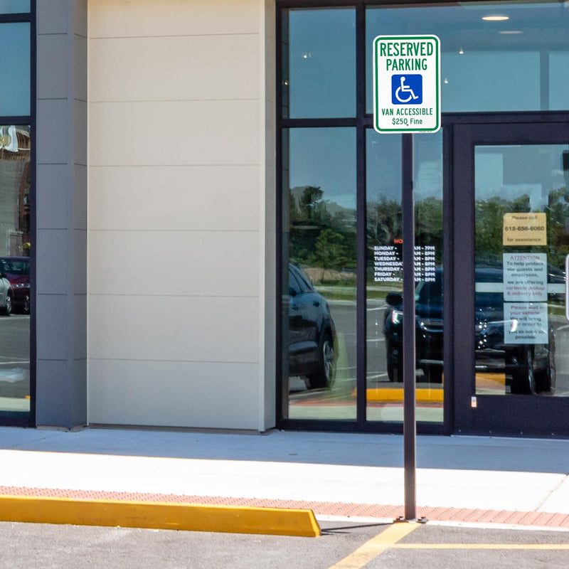 SmartSign Reserved Parking Van Accessible $250 Fine Sign with Handicap Symbol - 12" x 18", 120 mil Aluminum Composite (ACM), Engineer Grade Reflective Material, Green, Blue and White