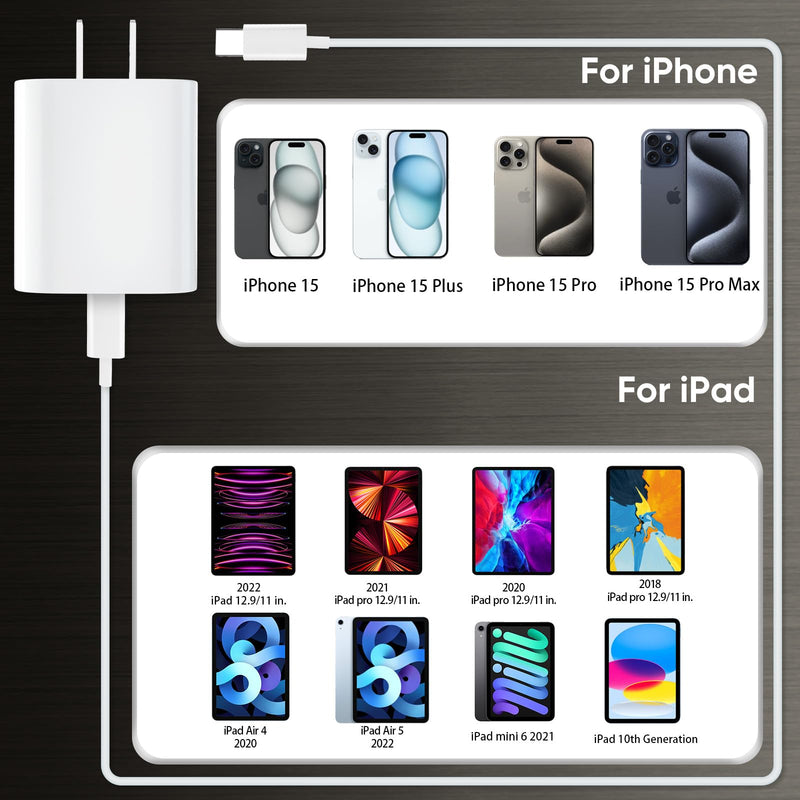 [Australia - AusPower] - i Phone 15 Charger Fast Charging, iPad Charger 10 FT Long USB C to C Charging Cable Cord with 20W iPhone Fast Charger Block for iPhone 15/15 pro/15 pro max/15 Plus, iPad Pro11/12.9/air 5/4, Samsung white 10FT 