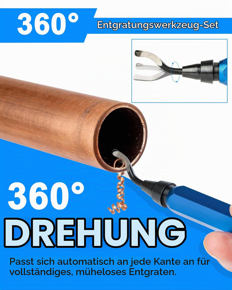 Deburring tool, universal deburring tool, 360° rotatable | With 10 high-quality blades, hand deburrer for metal, plastic & 3D printing tool - deburring tool - deburrer for 3D printing/aluminum