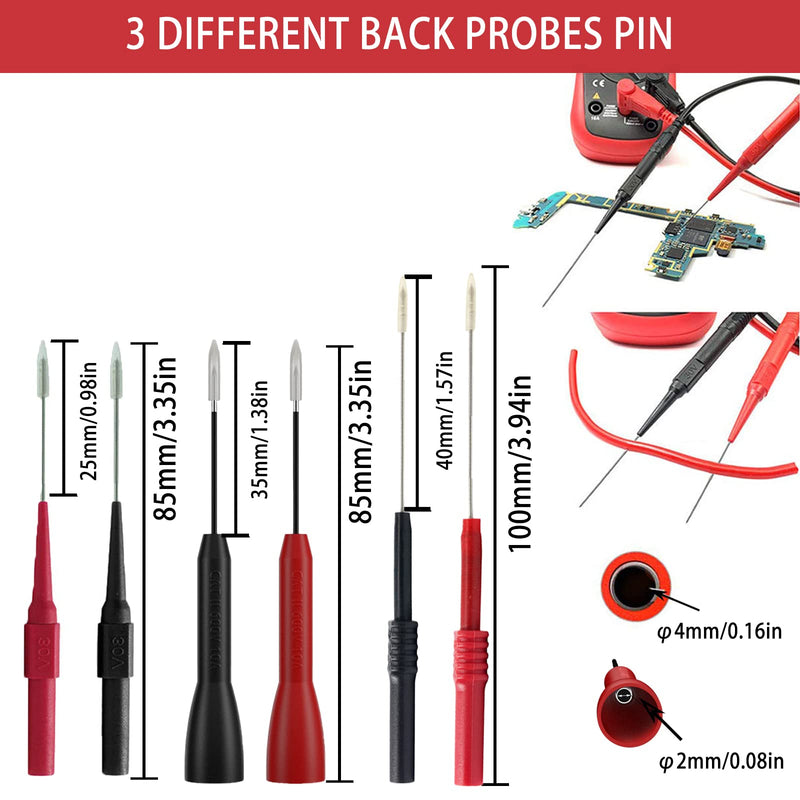 [Australia - AusPower] - 24 Pcs Multimeter Test Leads Set with Alligator Clips, insulation piercing test clip and Test Probes 1000V 10A CAT III for Fluke, KAIWEETS, INNOVA Multimeter, Voltmeter, Clamp Meter 24 