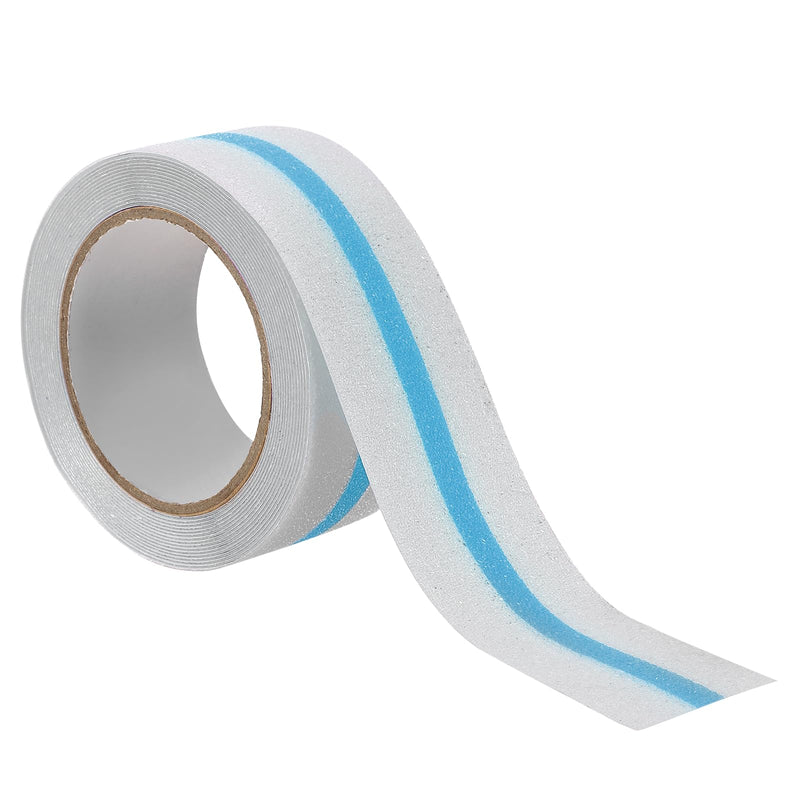 uxcell 2 Inch x 16.4 ft Anti Slip Traction Tape, Clear Grip Tape with Blue Glow, Waterproof Non Skid Strips for Indoor or Outdoor Stairs Steps, and Other Smooth Surfaces