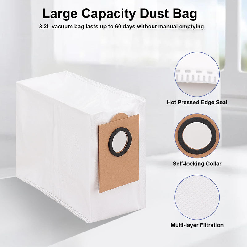 [Australia - AusPower] - Replacement Parts Compatible with Lefant M3 Robot Vacuum Cleaner, 1 Roller Brush, 6 Side Brushes, 6 Dust Bags, 4 HEPA Filters, 4 Mop Pads, M3 Accessories Kit M3 /M3 Max Accessories 