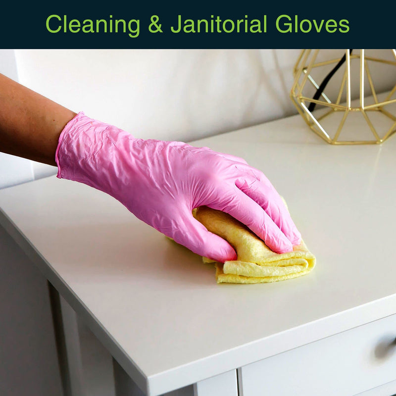 [Australia - AusPower] - FifthPulse Pink Vinyl Disposable Gloves - Powder and Latex Free Medical Exam Gloves Medium (Pack of 50) 