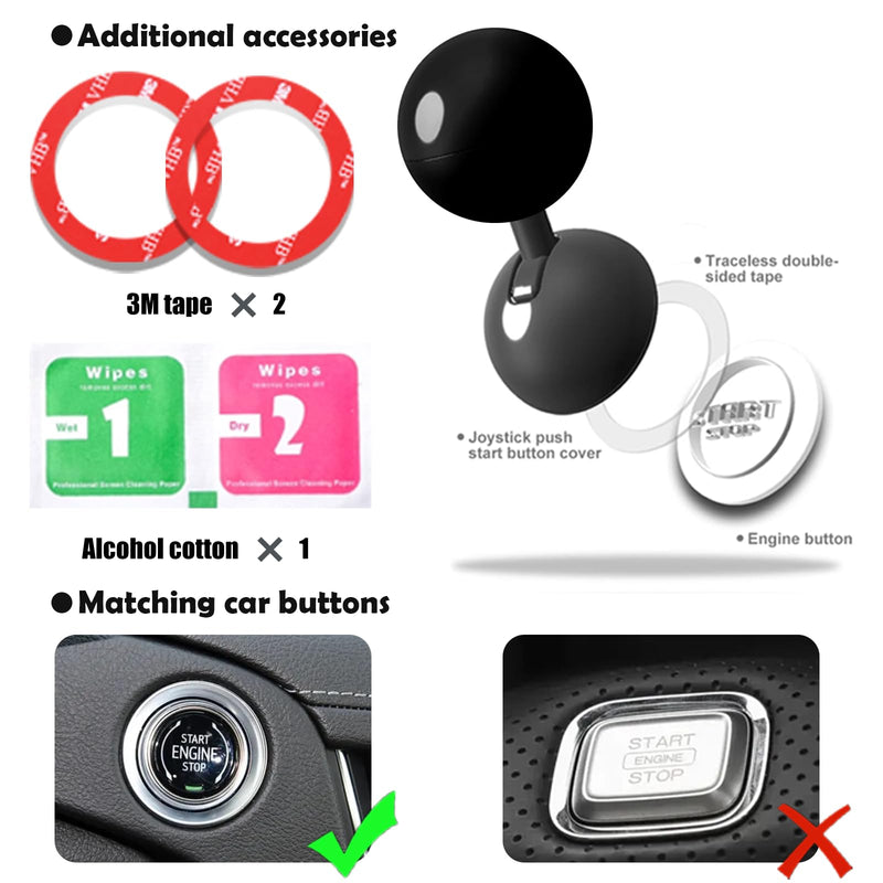 𝟯𝗠 Tape | Car Joystick Push Start Button Cover, Metal Push to Start Accessories, Car Starter Engine Start Stop Button Cover, Cool Car Accessories Interior Decor Push to Start Button Rocker,Black D-Black