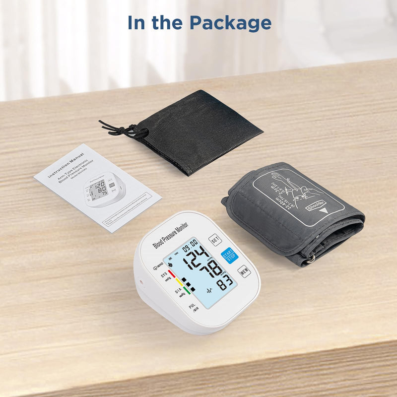 [Australia - AusPower] - Blood Pressure Monitors, Automatic Upper Arm Blood Pressure Machines for Home Use with Large Cuff 8.7" -16.5" Adjustable BP Machine for Adult Elderly (White) White 