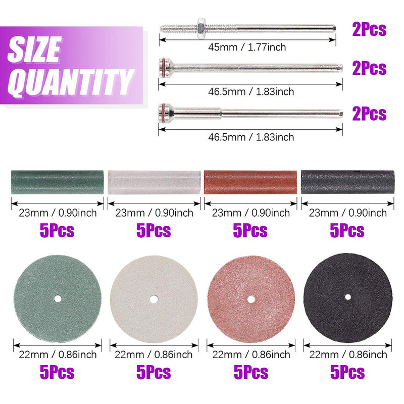 [Australia - AusPower] - Swpeet 46 Pcs Polishing Wheel Set, 40 Pieces 4 Colors Mixed Lab Beauty Silicone Rubber Polishing Pads and Polishing Particles + 6 Mandrel Shanks, Perfect for Rotating Handpieces 